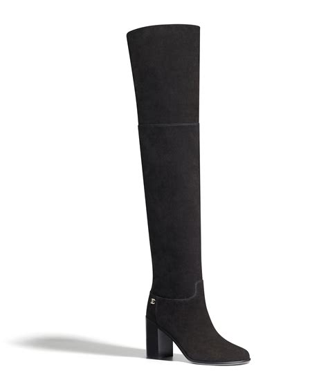 chanel suede calfskin boots|Thigh boots .